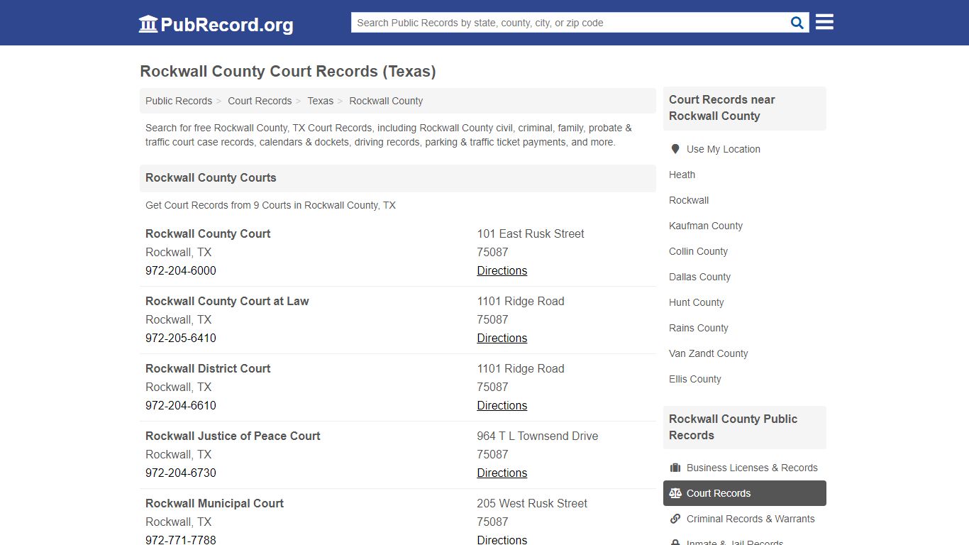 Free Rockwall County Court Records (Texas Court Records) - PubRecord.org